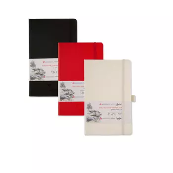 Скетчбук для набросков "Ладога" 13х21 см 140 г 80 л, бумага слоновая кость, тв. обл. с резинкой