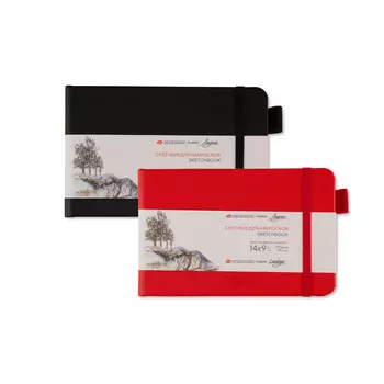 Скетчбук для набросков "Ладога" 14х9 см 140 г 80 л, бумага слоновая кость, тв. обл. с резинкой