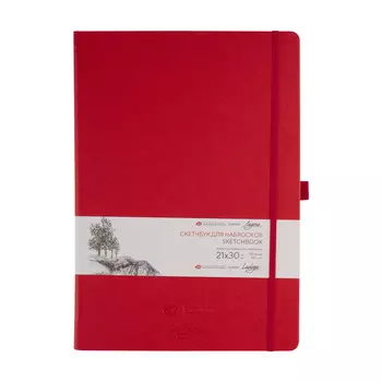 Скетчбук для набросков "Ладога" 21х30 см 140 г 80 л, бумага слоновая кость, тв. обл. с резинкой, кра