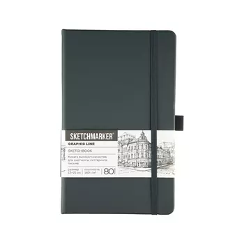 Скетчбук для зарисовок Sketchmarker 13x21 см 80 л 140 г, цвет бумаги слоновая кость, графитовый