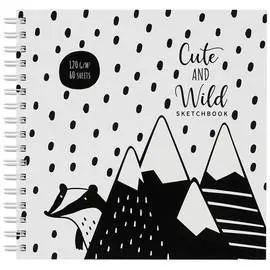 Скетчбук MESHU "Black&white"150*150 мм, 60 л, 120 г, на гребне, soft-touch