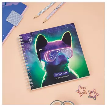 Скетчбук на гребне MESHU "Виртуальный мир" 150*150 мм 60 л 120 г