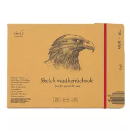 Скетчбук SMLT Kraft #authenticbook (крафт) с резинкой 24,5x17,8 см 24 л 90 г