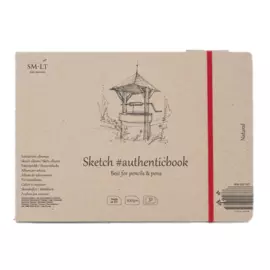 Скетчбук SMLT Natural #authenticbook (белый) с резинкой 24,5x18 см 32 л 100 г