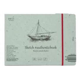 Скетчбук SMLT White #authenticbook (белый) с резинкой 24,5x17,6 см 32 л 90 г