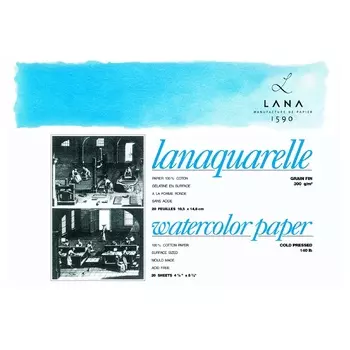 Склейка для акварели 31х41 см 300 г 20л "Lanaquarelle"среднее зерно "LANA"