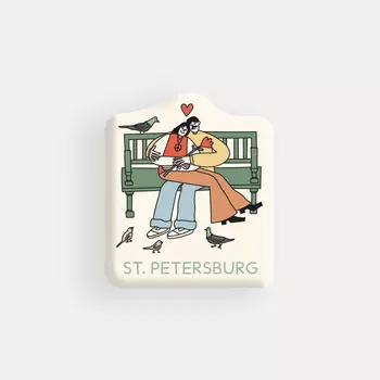 Стикер объемный "На скамейке"