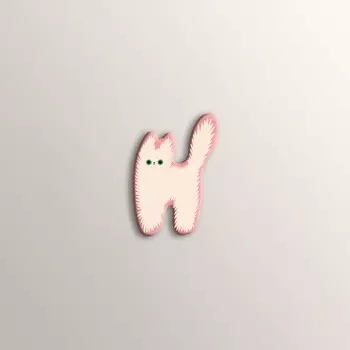 Стикер объемный "Тревожный котик Снежок"