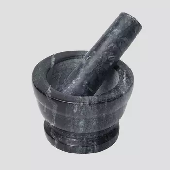Ступка с толкушкой KK/home из камня, цвет черный