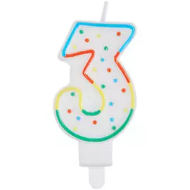 Свеча для торта с держателем MESHU "Цифра 3", 8,5 см, блистер