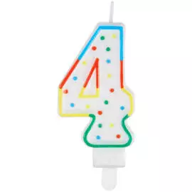 Свеча для торта с держателем MESHU "Цифра 4", 8,5 см, блистер