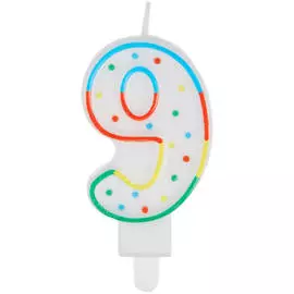 Свеча для торта с держателем MESHU "Цифра 9", 8,5 см, блистер
