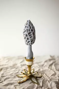 Свеча "Гриб Сморчок" серого цвета