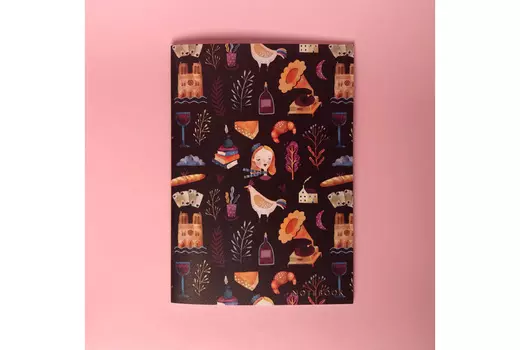 Тетрадь нелинованная France А5 24 л 90 г, золотое тиснение, бумага слоновая кость, сшивка