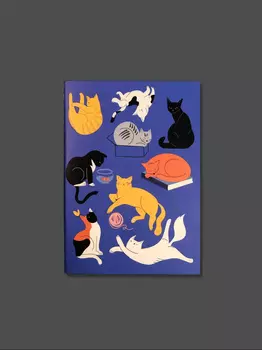 Тетрадь в клетку "Котики", А5