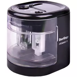 Точилка электрическая Berlingo "Power TX" 2 отверстия, с контейнером, цвет черный