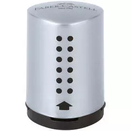 Точилка пластиковая Faber-castell "Grip 2001 Mini" 1 отверстие, контейнер, серебряная