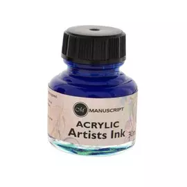 Тушь акриловая Manuscript "Acrylic Artists Ink" 30 мл, синий