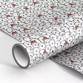 Упаковочная бумага глянцевая MESHU "Christmas Polar Bears" 70*100 см, 90 г