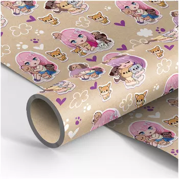 Упаковочная бумага крафт MESHU "Настоящая дружба" 70*100 см 70 г