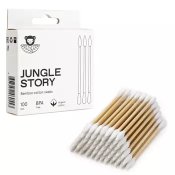 Ватные палочки "Jungle Story" White с Белым ультра мягким хлопком заостренным на одной стороне