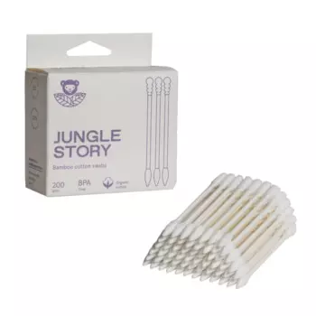 Ватные палочки "Jungle Story" White с заостреным и спиральным наконечником 200 шт