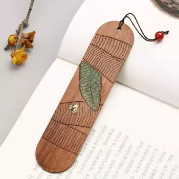 Закладка для книг "Банановые листья и шум дождя" (латунь, палисандр)