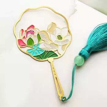 Закладка для книг с кисточкой "Цветок Лотоса" (латунь, нейлон)