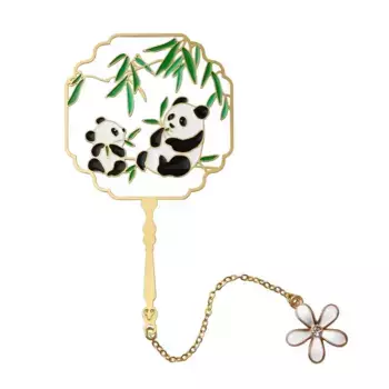 Закладка для книг с подвеской "Две панды" (металл)