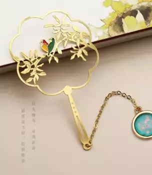 Закладка для книг с подвеской "Пение птиц" (латунь)