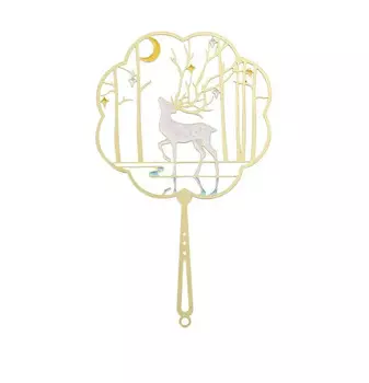 Закладка-веер для книг с подвеской "Великолепный белый олень" (нержавеющая сталь)