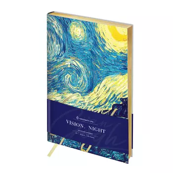Записная книжка кожзам Greenwich Line "Vision. Van Gogh. Night" А5 80 л, тон. блок, зол.срез