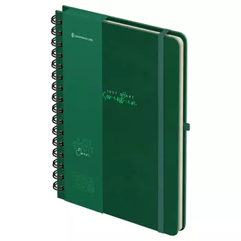 Записная книжка, кожзам, на гребне, Greenwich Line "Just start. Green" А5 96 л, твердая обложка, тис