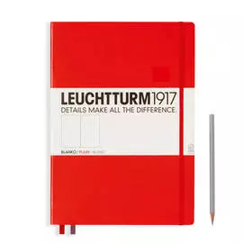 Записная книжка нелинованная Leuchtturm Master A4+ 235 стр., твердая обложка красная