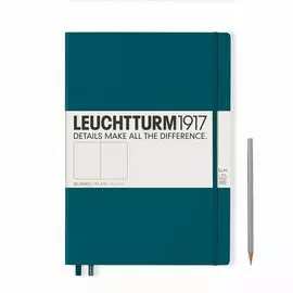 Записная книжка нелинованная Leuchtturm Master Slim А4+ 123 стр., твердая обложка тихоокеанский зеле