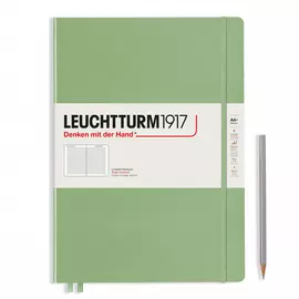 Записная книжка в линейку Leuchtturm Master Slim А4+ 123 стр., твердая обложка пастельный зеленый