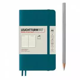Записная книжка в линейку Leuchtturm Pocket A6 123 стр., мягкая обложка тихоокеанский зеленый