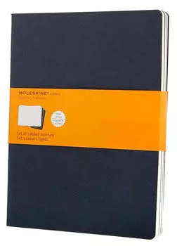 Записная книжка в линейку Moleskine "Cahier Journal" XLarge 190х250 мм 120 стр синий индиго (3шт)