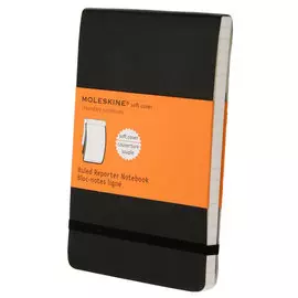 Записная книжка в линейку Moleskine "Reporter Soft" Pocket 9х14 см 192 стр, обложка мягкая черная