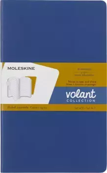 Записная книжка в линейку Moleskine "Voland" 2 шт Large 13х21 см 96 стр., обложка мягкая синий/желты