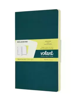 Записная книжка в линейку Moleskine "Voland" 2 шт Large 13х21 см 96 стр., обложка мягкая зелен/желт