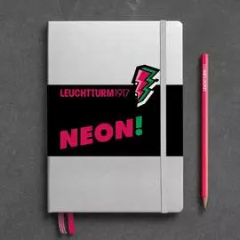 Записная книжка в точку Leuchtturm юбилейное издание Neon A5 251 стр., твердая обложка серебро/желты