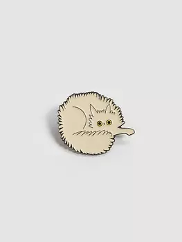 Значок эмалированный "Тревожный котик Вата"