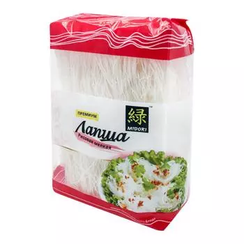 Рисовая лапша мелкая (rice noodles) Midori | Мидори 500г