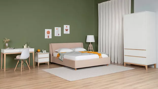 Cпальня Orel, цвет Белый премиум, Дуб сонома