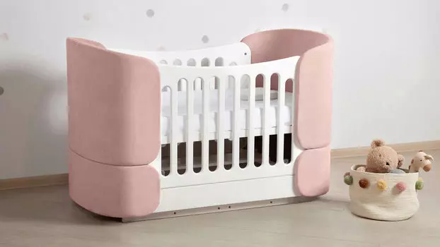 Детская кровать-трансформер Polly с маятником, цвет розовый