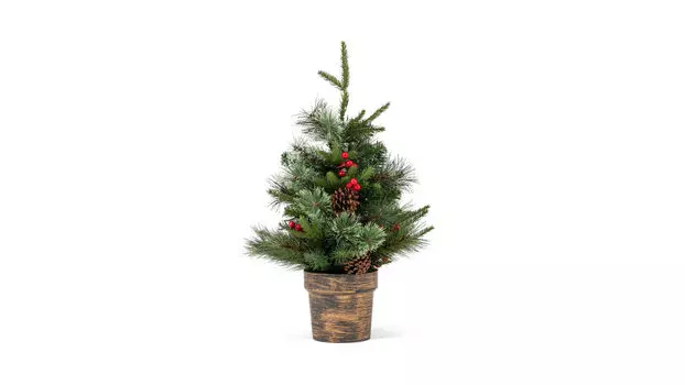 Ель искусственная с LED подсветкой шишки и ягоды Лесная красавица 60 см