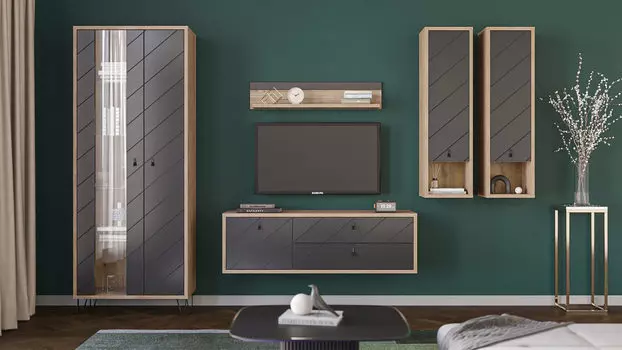 Гостиная Agira, цвет Гикори кингстон Антрацит