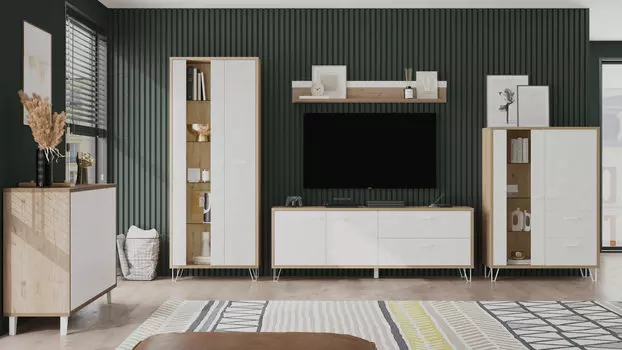 Гостиная Agira, цвет Гикори кингстон Белый блеск