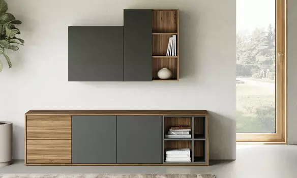 Гостиная Avocado, цвет Базальт, Дуб Натюрель